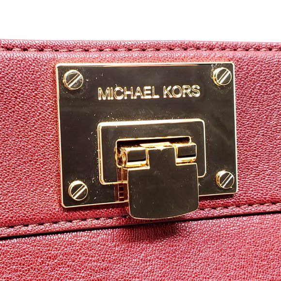 NWOT MICHAEL KORS Astrid Leather Satchel (Claret) - Picture 4 of 12